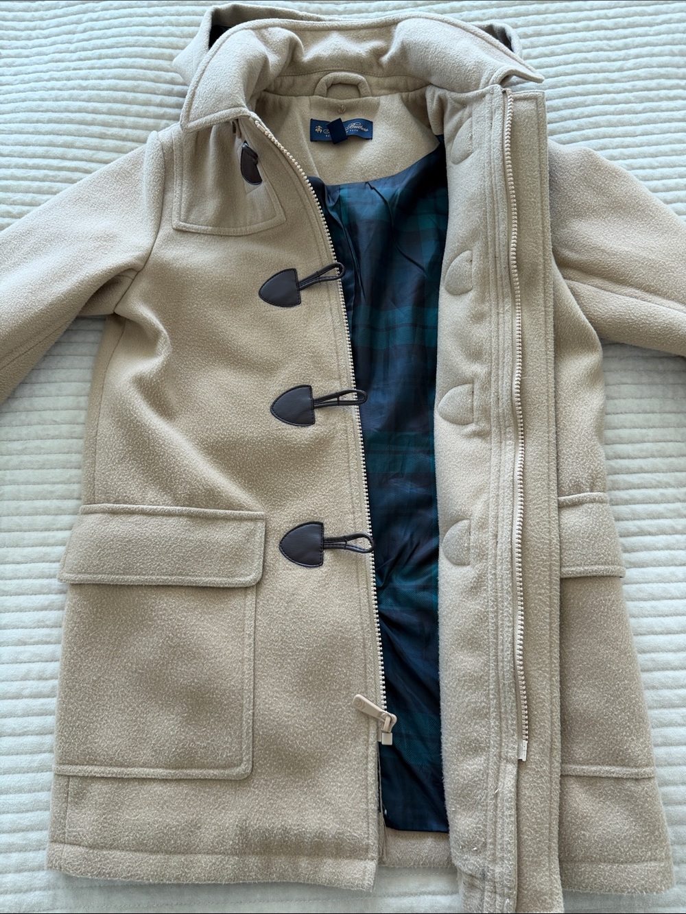 Brooks Brothers Camel Tan Wool Toggle Coat with Hood Size 12. Trench coat 🧥 - Picture 6 of 16